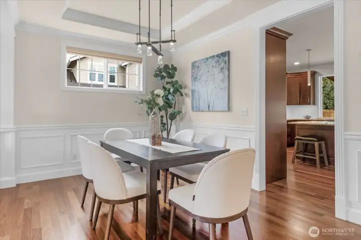 The dining space is large enough for a big table and flows easily off the kitchen.