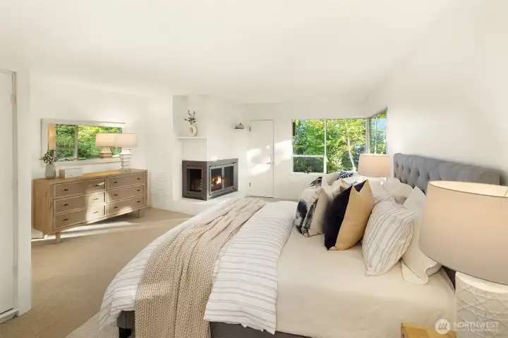 Primary suite with fireplace. All bedrooms are en-suites here.