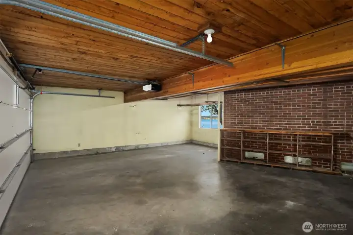 The 2 car garage and storage