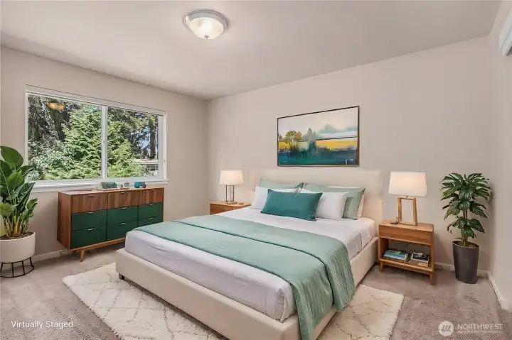 Upstairs bedroom, virtually staged.