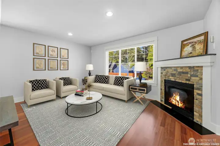 Virtually staged photo of living room