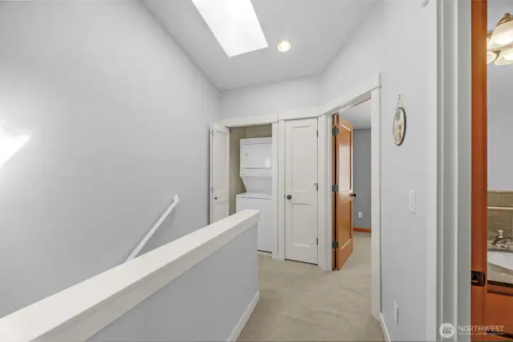 Vaulted ceilings with a skylight for natural light
