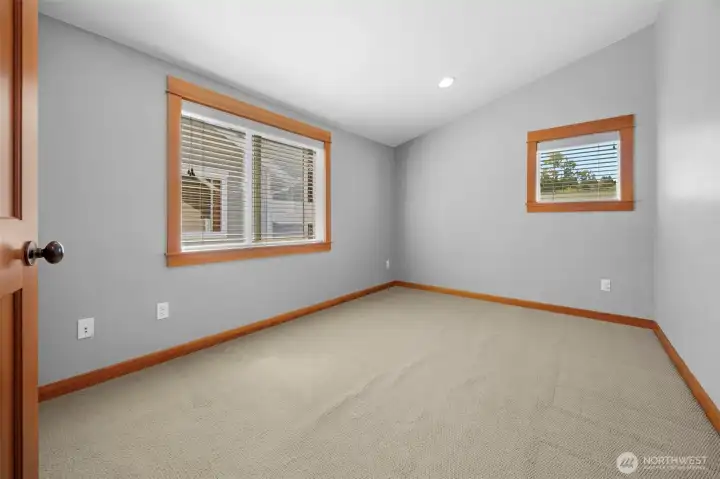 First bedroom when you come up to the top of the stairs