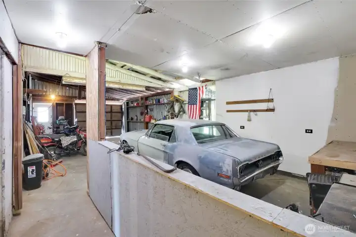 Good size garage, for lawn care items, cars, and projects too. Good size garage, for lawn care items, cars, and projects too.