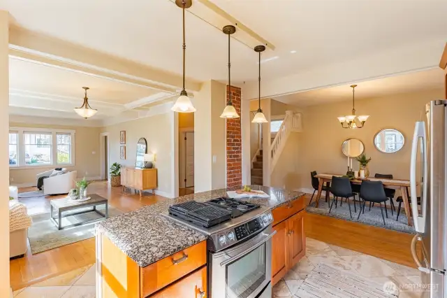 Open concept, yet designated spaces for living and dining