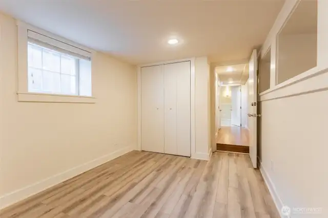 One of two lower level bedrooms.