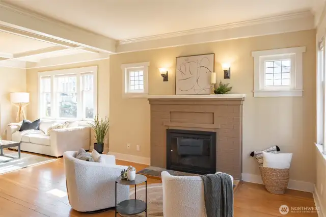 Gas start wood fireplace