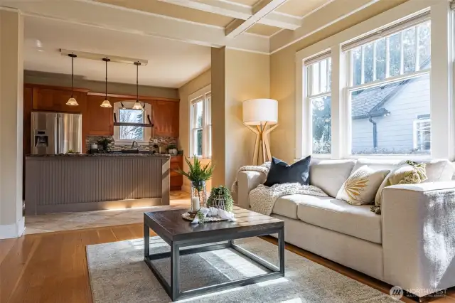 Living area flows into the kitchen.