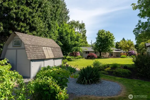 Garden shed for all your tools and gardening needs.