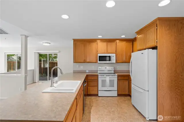 Kitchen w/Oversized Porcelain Sink w/Stainless Steel Faucet.