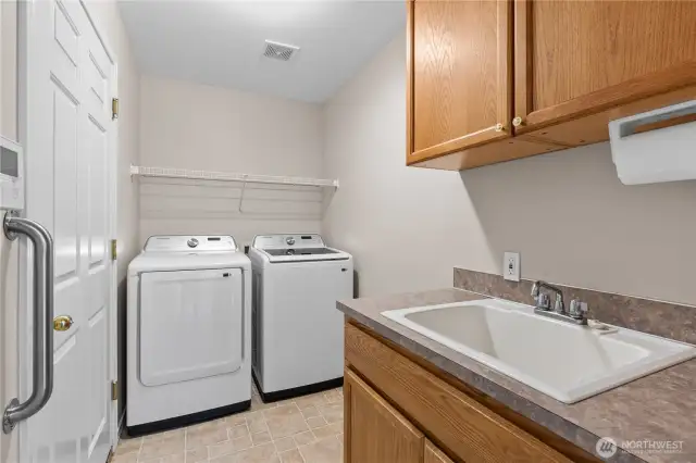 Laundry Room w/New Washer and Dryer (they stay!) Utility Sink is handy!