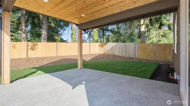 Huge covered patio is perfect for entertaining. Back yard is fully fenced for privacy.
