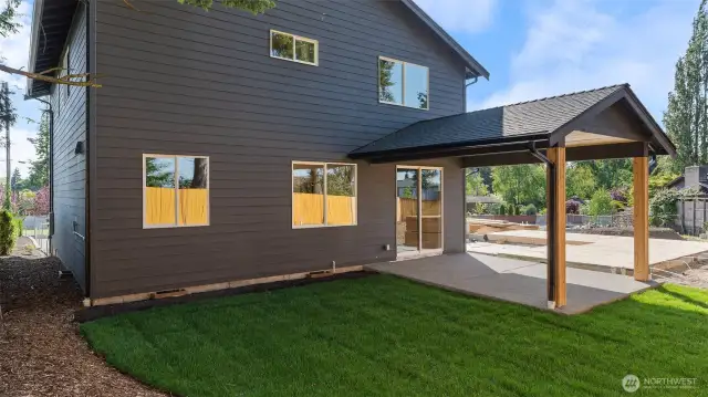 Landscaped rear yard.