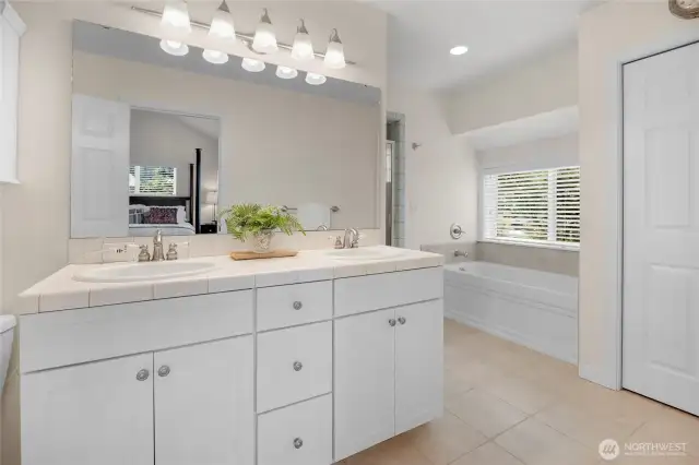 The bath is large, spacious and feels very spa like.