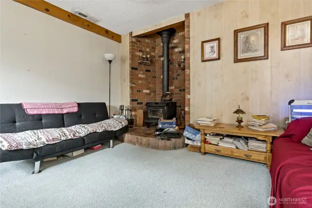 Family room off the kitchen with access to the deck
