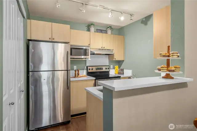 Kitchen with pantry.