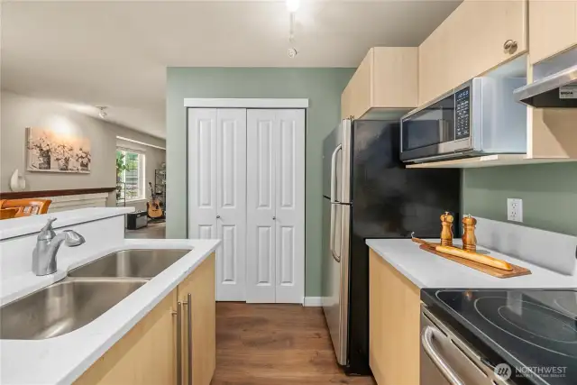 Kitchen with pantry.