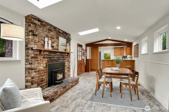 Dining Rm, Fireplace, facing Kitchen