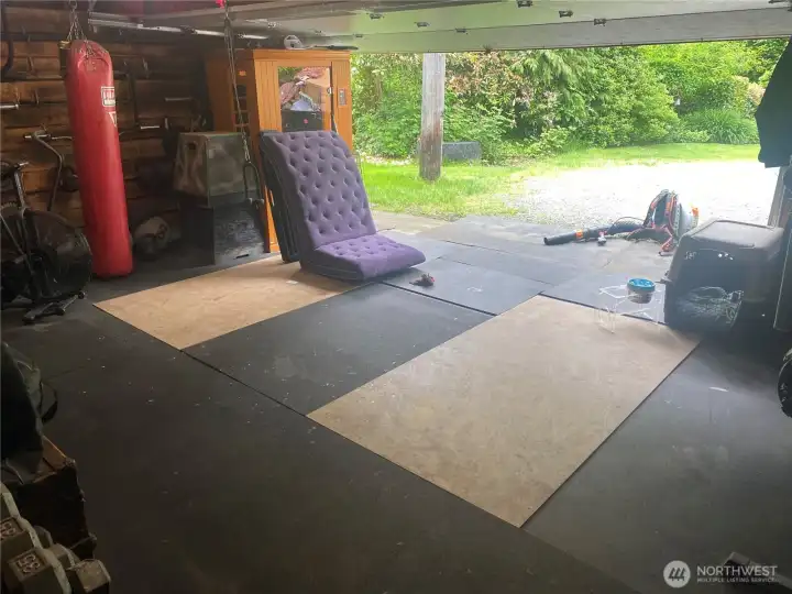 Two car garage, also makes for an awesome gym space! Sauna does not convey.