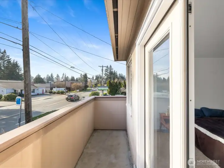 Private balcony off the primary bedroom.