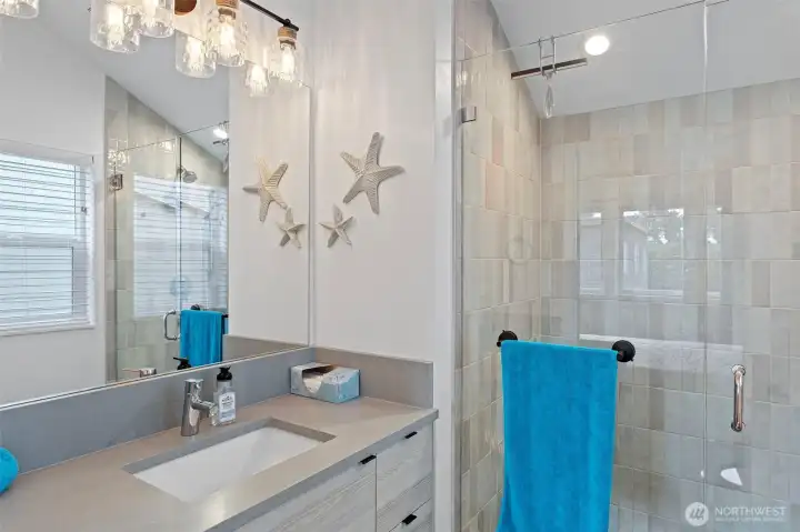 Spa like shower with heated floors