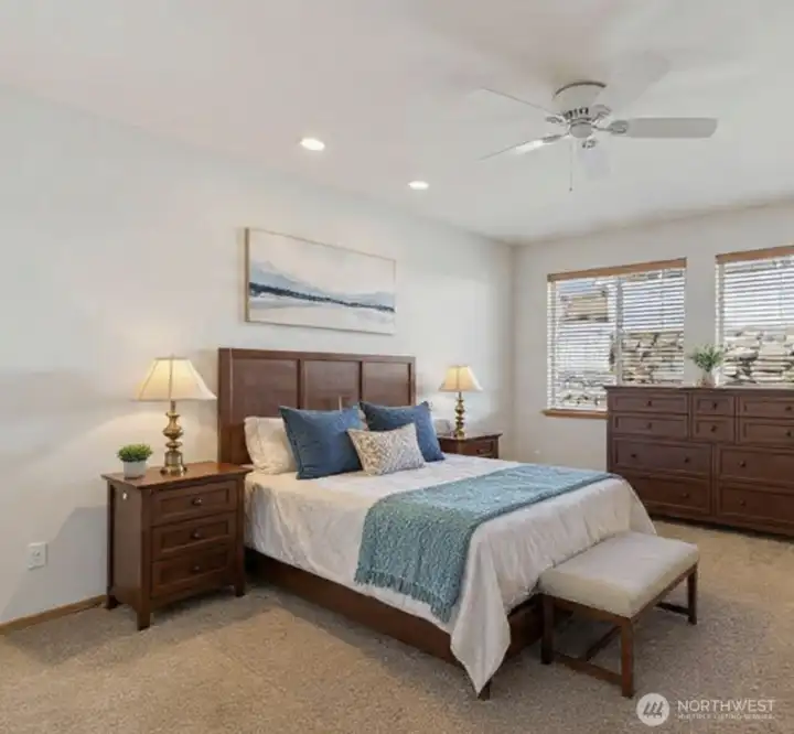 Master Bedroom large an has lots of space for sitting areas.
