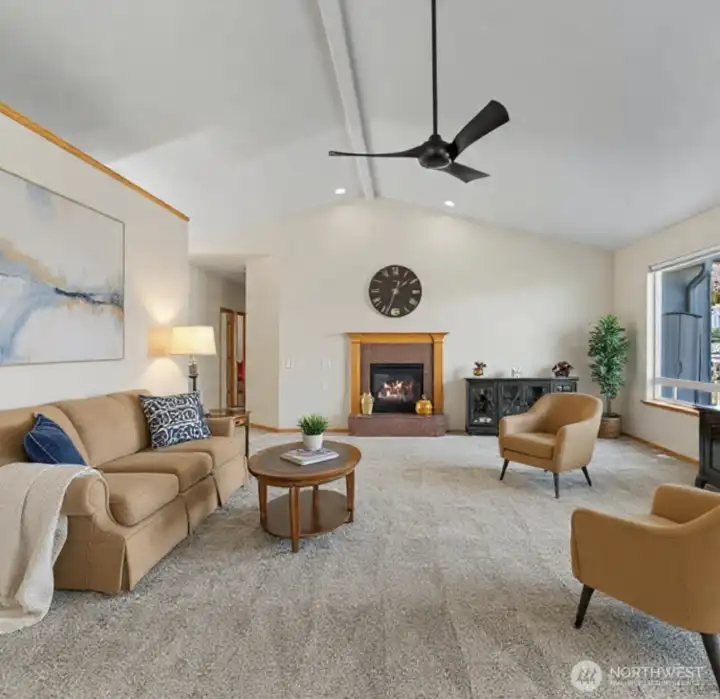 Large living room and open concept dining room