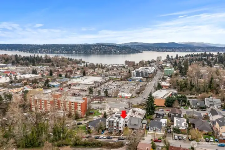Views of lake and mountains from top deck