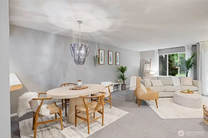 Dining and Living rooms.
