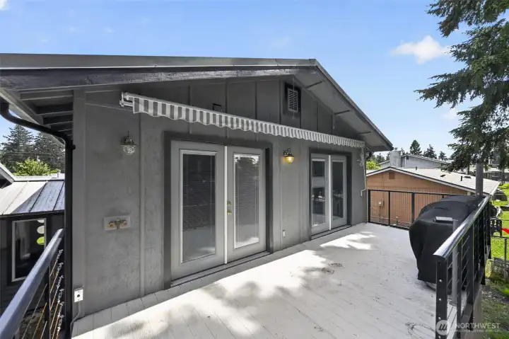 Deck with awning.