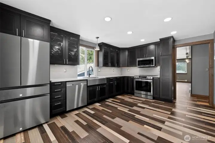 Upgraded cabinets and countertops.