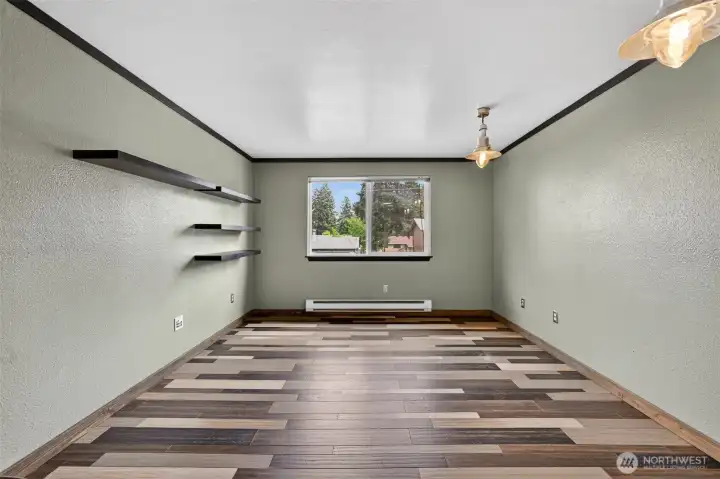 Built in shelving.
