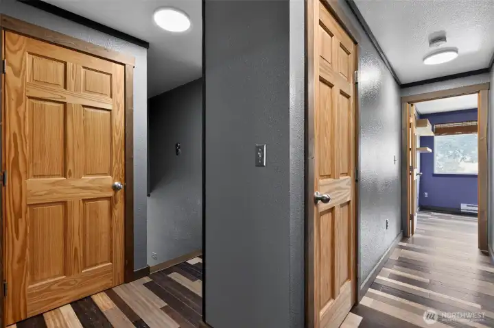 Upper hallway with updated lighting.