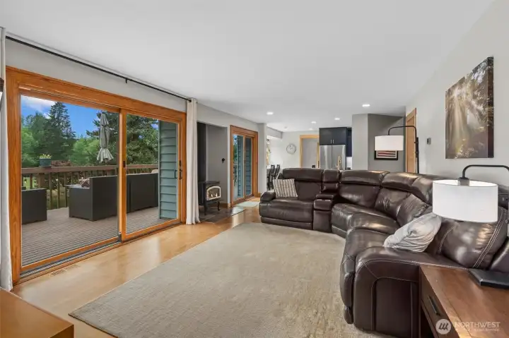 Family room opens to large deck