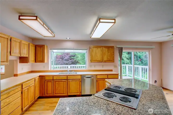 Stainless appliances, massive kitchen, abundance of countertop space and cabinetry Stainless appliances, massive kitchen, abundance of countertop space and cabinetry