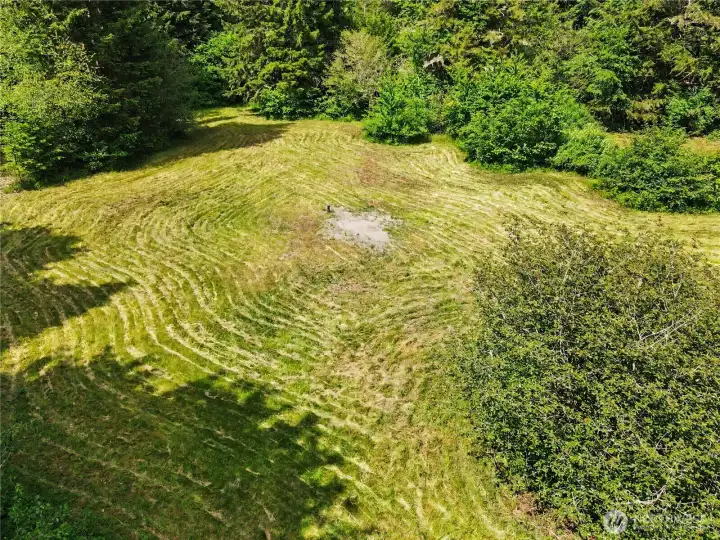 The clearing is huge. Loads of room to build your dream home with an enormous front yard.
