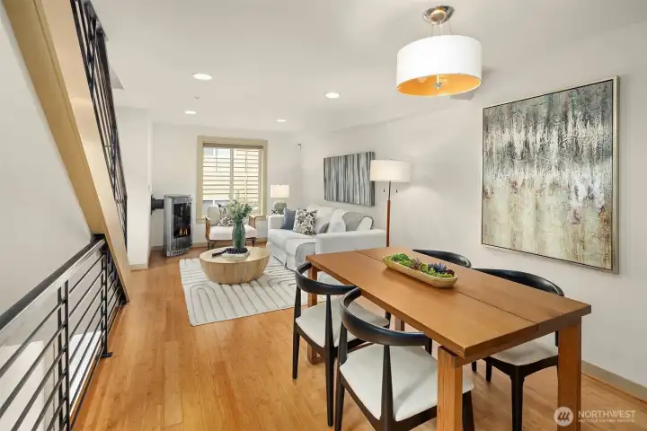 Bamboo floors, contemporary finishes, and seamless flow create an inviting space for entertaining before heading out to enjoy Green Lake's restaurants, breweries, and neighborhood amenities.