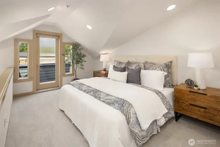 Wake to beautiful morning light and enjoy direct access to a private deck—perfect for coffee at sunrise or quiet moments outdoors.