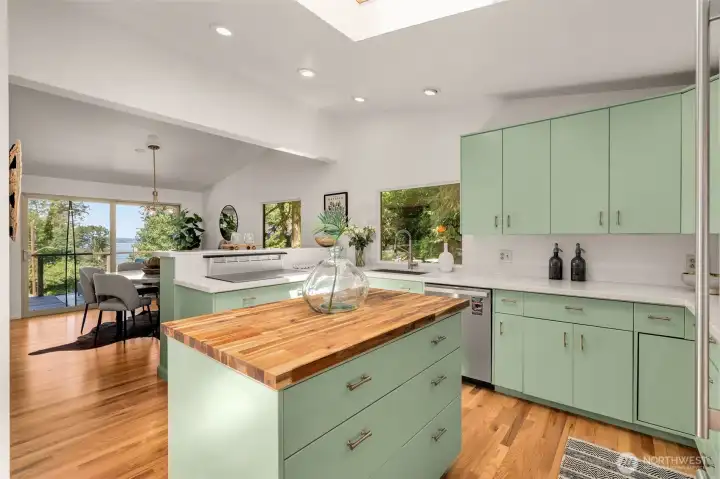 Open & spacious, plenty of room for the cook! New quartz countertops & butcher block Open & spacious, plenty of room for the cook! New quartz countertops & butcher block