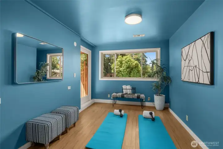 Home gym on lower level Home gym on lower level