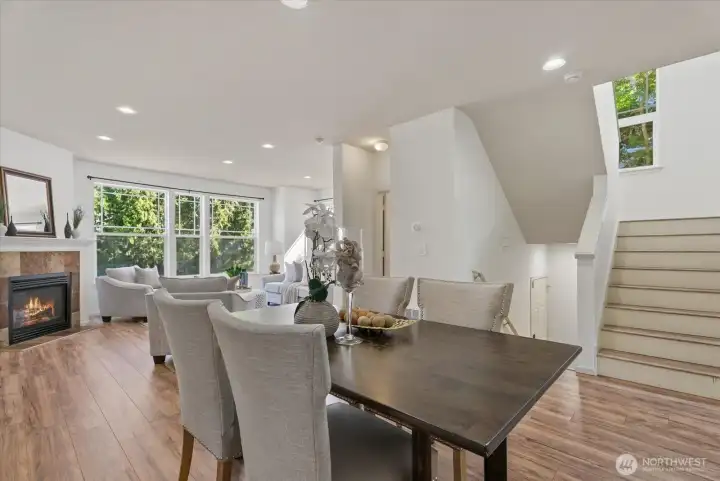 Open living and dining area for daily living Open living and dining area for daily living