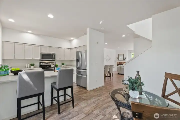 Kitchen opens toward the main living and dining area Kitchen opens toward the main living and dining area