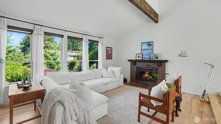 Stay cozy with the gas fireplace!