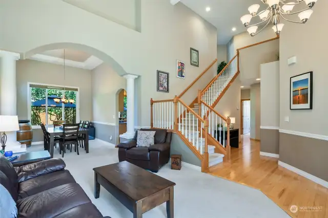 Light and Bright - Vaulted ceilings - Maple Hardwoods - Coffered ceiling - Formal Chair Rail Finish Work.