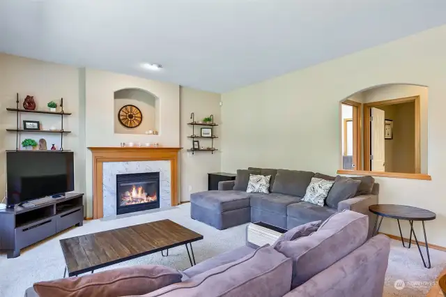 Family room with gas fireplace