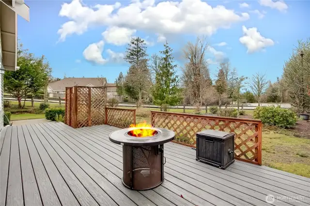 Designated fire pit with gas connection.  Enjoy the views from your spacious deck.