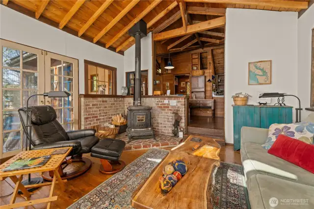 Cozy space with woodstove