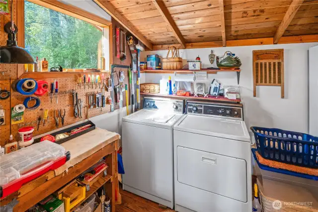 Laundry room, storage and small shop