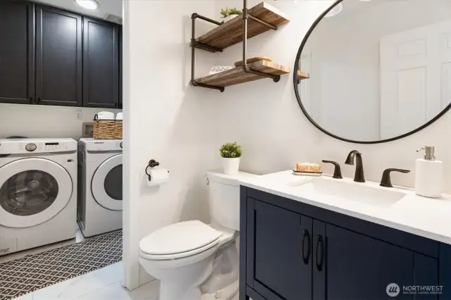 Main floor bathroom and laundry room