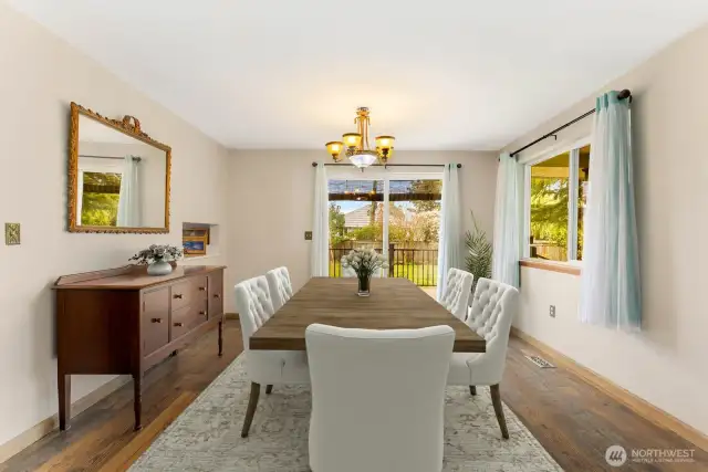 Ready for your next dinner party! Don't miss the convenient pass-through to the kitchen at the back left corner!
